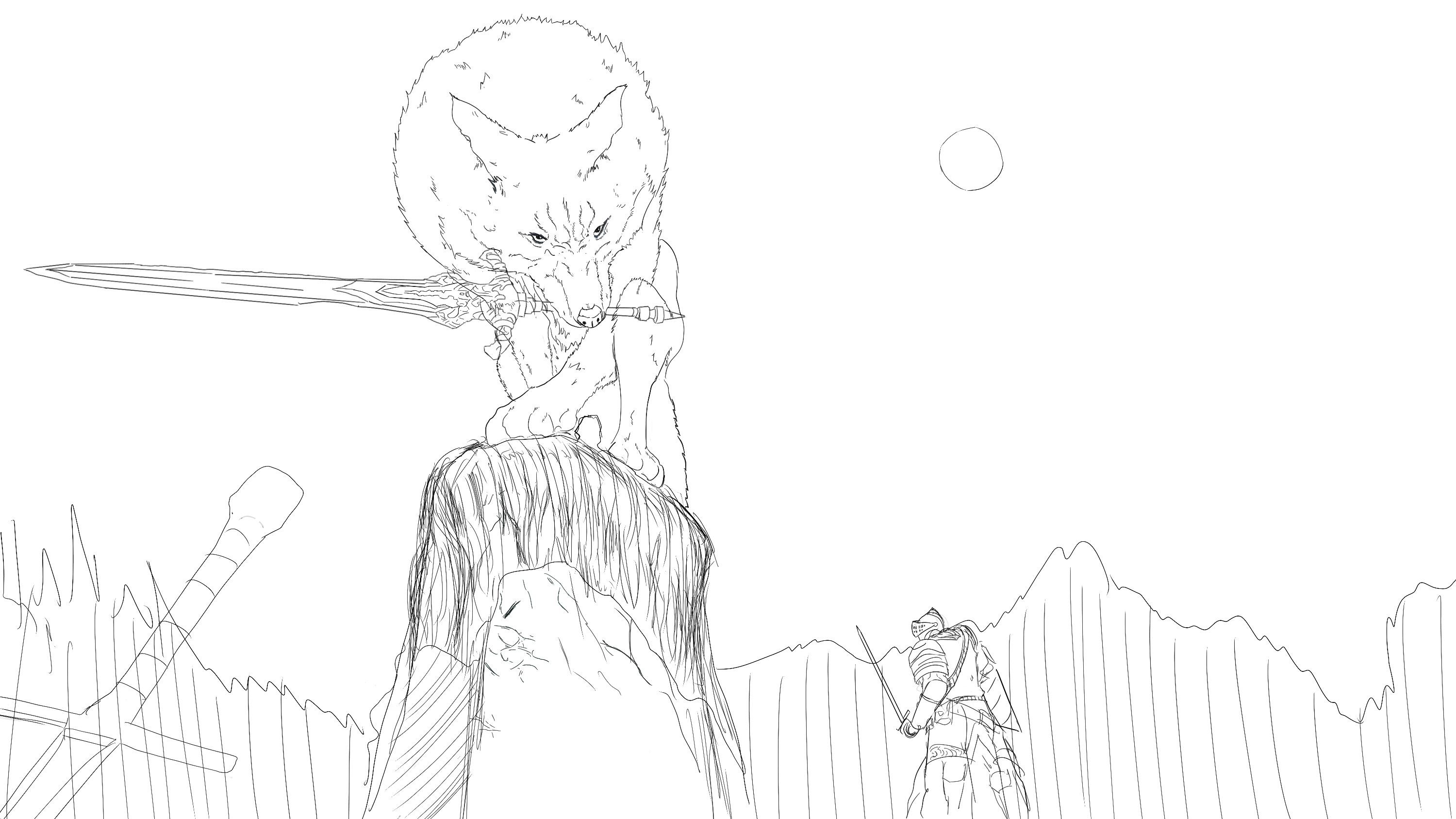 Line Art Studio Karawaci : The great wolf sif studio ghibli style process — steemit